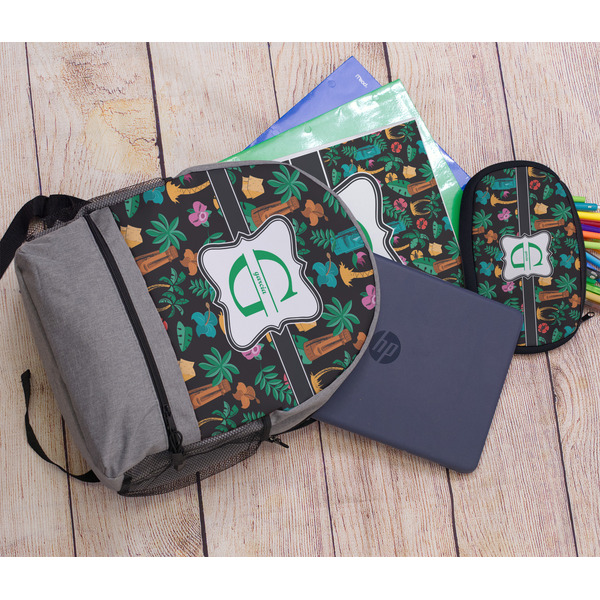 Hawaiian Masks Large Backpack - Gray - With Stuff