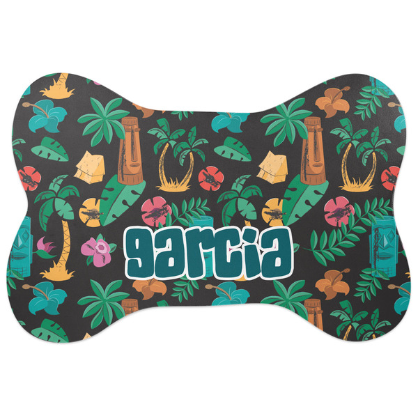 Custom Hawaiian Masks Bone Shaped Dog Food Mat (Personalized)