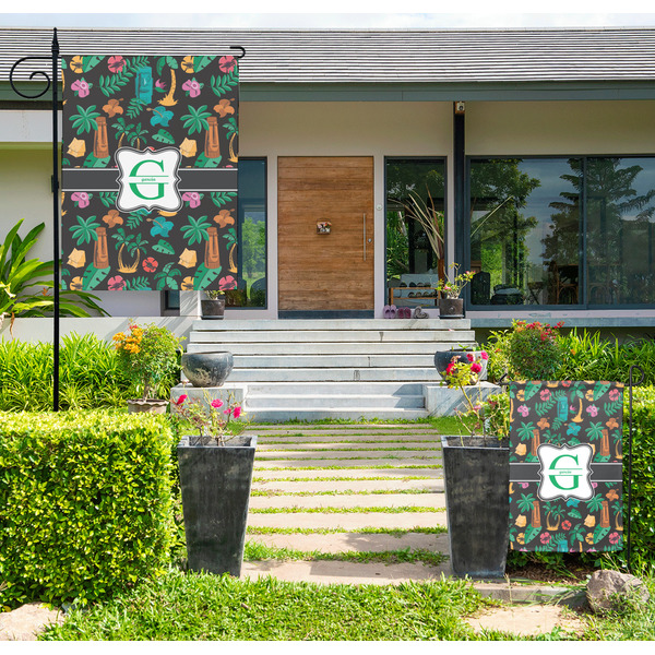Custom Hawaiian Masks Large Garden Flag - Double Sided (Personalized)