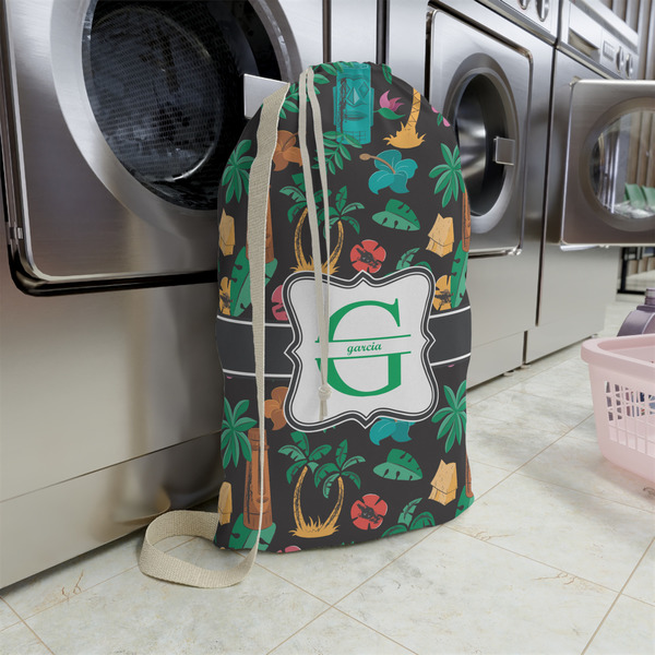 Hawaiian Masks Large Laundry Bag - In Context