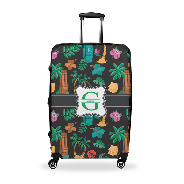 Custom Hawaiian Masks Suitcase - 28" Large - Checked w/ Name and Initial