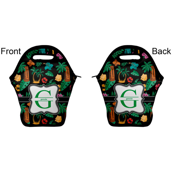 Hawaiian Masks Lunch Bag - Front and Back