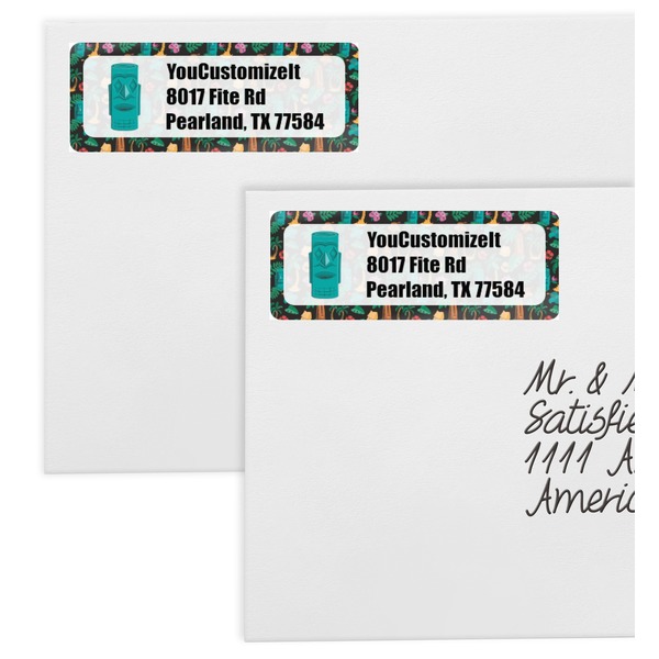 Hawaiian Masks Mailing Labels - Double Stack Close Up