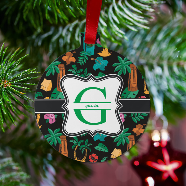 Hawaiian Masks Metal Ball Ornament - Lifestyle