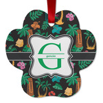 Hawaiian Masks Metal Paw Ornament - Double Sided w/ Name and Initial