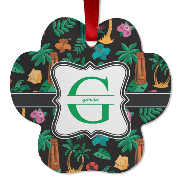 Custom Hawaiian Masks Metal Paw Ornament - Double Sided w/ Name and Initial