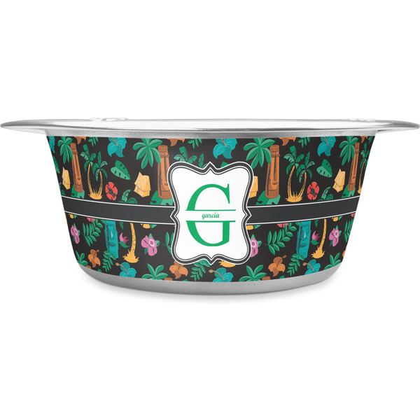 Custom Hawaiian Masks Stainless Steel Dog Bowl - Large (Personalized)