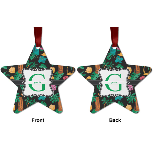 Hawaiian Masks Metal Star Ornament - Front and Back