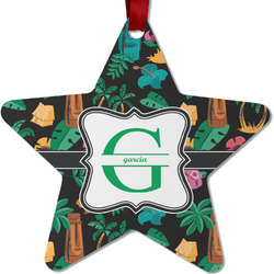Hawaiian Masks Metal Star Ornament - Double Sided w/ Name and Initial