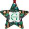 Hawaiian Masks Metal Star Ornament - Double Sided w/ Name and Initial