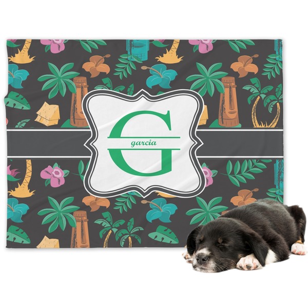 Custom Hawaiian Masks Dog Blanket - Large (Personalized)