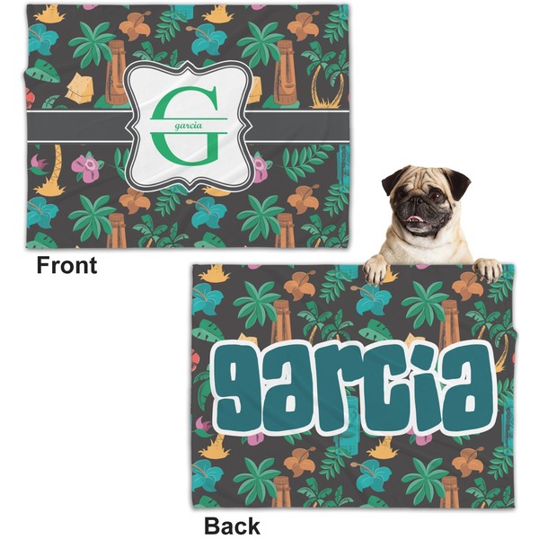 Hawaiian Masks Microfleece Dog Blanket - Regular - Front & Back