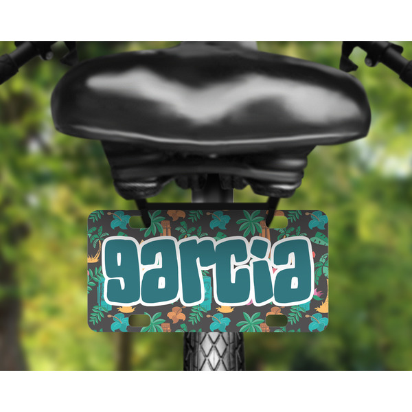 Hawaiian Masks Mini License Plate on Bicycle