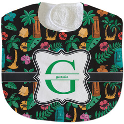 Hawaiian Masks Velour Baby Bib w/ Name and Initial