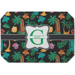 Hawaiian Masks Dining Table Mat - Octagon (Single-Sided) w/ Name and Initial