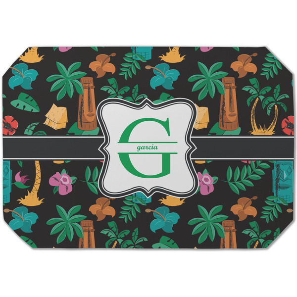 Custom Hawaiian Masks Dining Table Mat - Octagon (Single-Sided) w/ Name and Initial