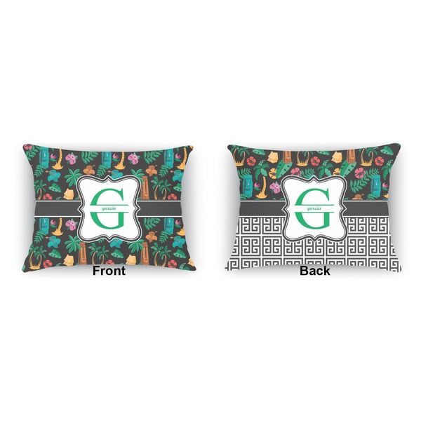 Hawaiian Masks  Outdoor Rectangular Throw Pillow (Front and Back)