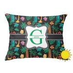 Hawaiian Masks Outdoor Throw Pillow (Rectangular) (Personalized)