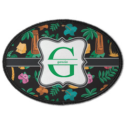 Hawaiian Masks Iron On Oval Patch w/ Name and Initial