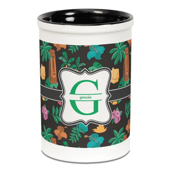 Hawaiian Masks Pencil Holder - Black