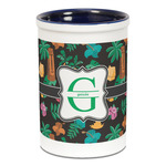 Hawaiian Masks Ceramic Pencil Holders - Blue