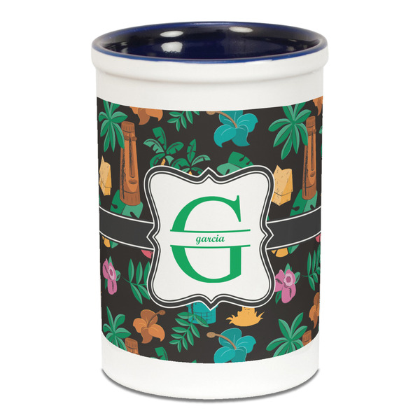 Hawaiian Masks Pencil Holder - Blue