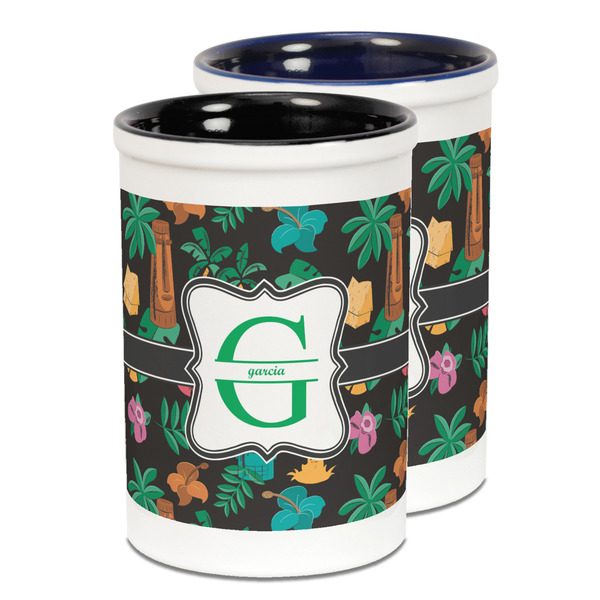 Custom Hawaiian Masks Ceramic Pencil Holder - Large
