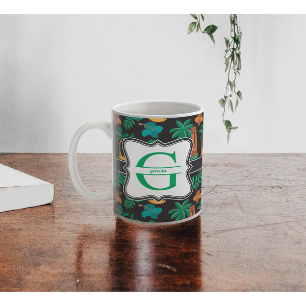 Hawaiian Masks Personalized Coffee Mug - Lifestyle