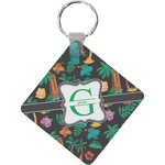 Hawaiian Masks Diamond Plastic Keychain w/ Name and Initial