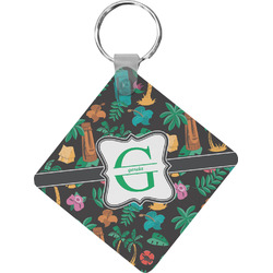 Hawaiian Masks Diamond Plastic Keychain w/ Name and Initial