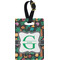 Hawaiian Masks Plastic Luggage Tag - Rectangular w/ Name and Initial