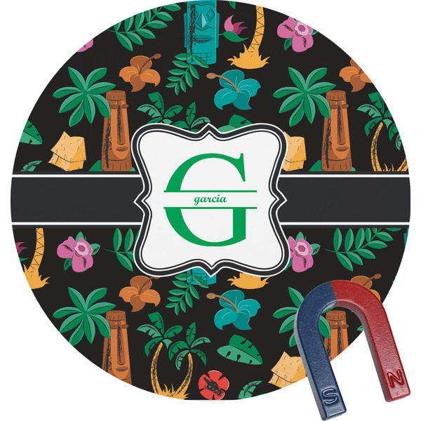 Custom Hawaiian Masks Round Fridge Magnet (Personalized)