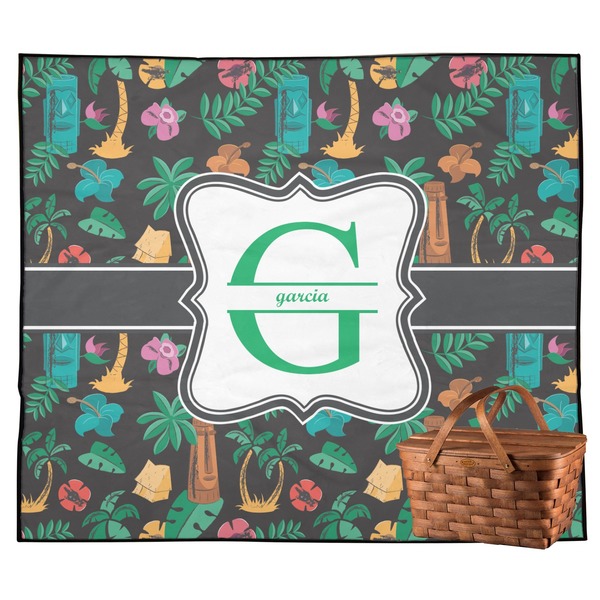 Custom Hawaiian Masks Outdoor Picnic Blanket (Personalized)