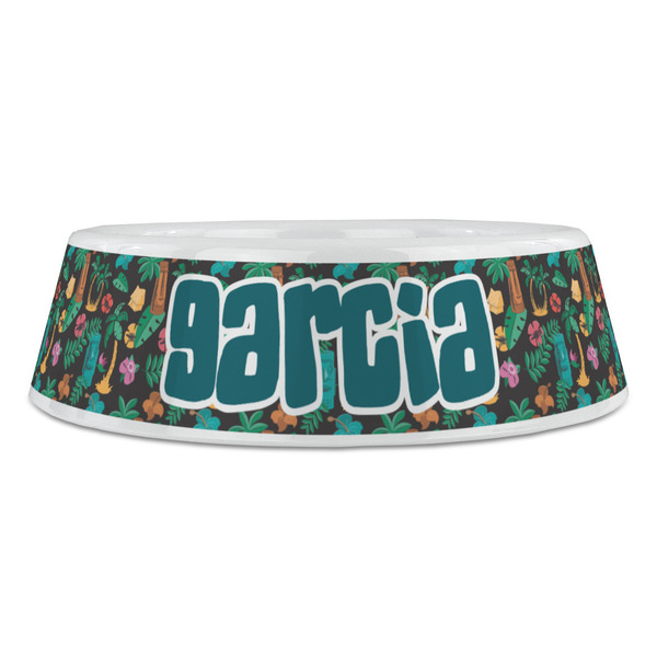 Hawaiian Masks Plastic Pet Bowls - Large - FRONT