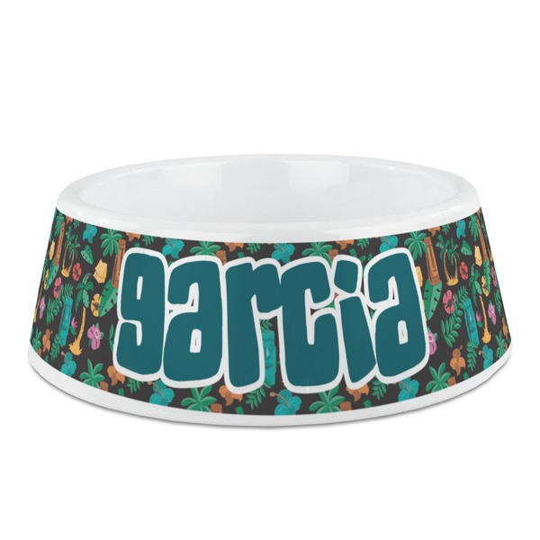 Custom Hawaiian Masks Plastic Dog Bowl - Medium (Personalized)