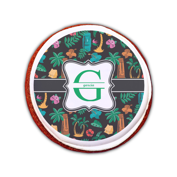 Hawaiian Masks Printed Icing Circle - Small - On Cookie