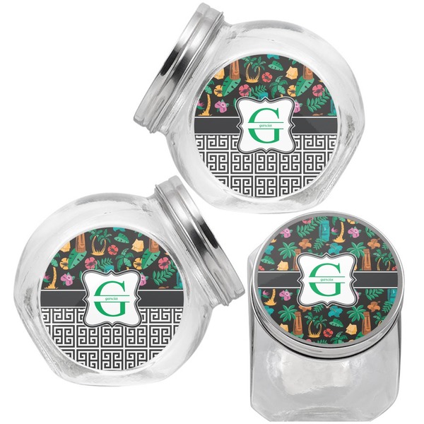 Hawaiian Masks Puppy Treat Jar - Top Left Right