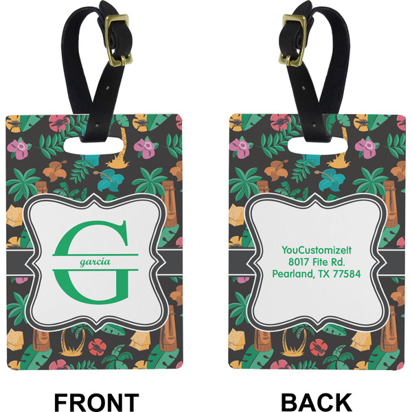 Hawaiian Masks Rectangle Luggage Tag (Front + Back)