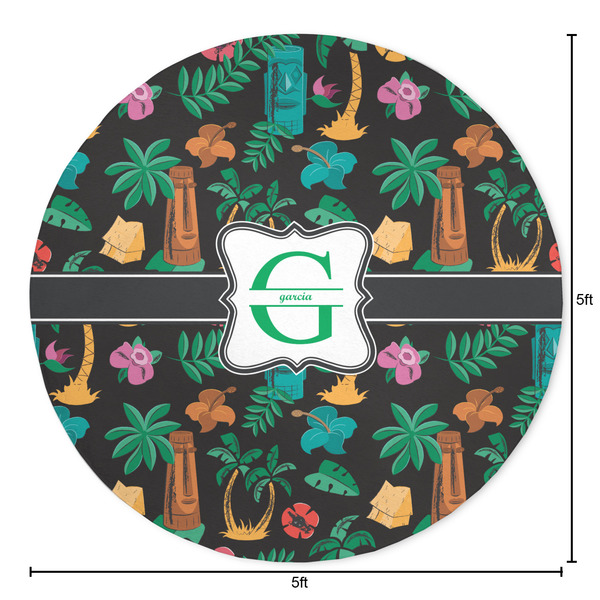 Hawaiian Masks Round Area Rug - Size