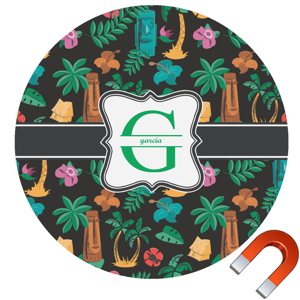 Custom Hawaiian Masks Round Car Magnet - 10" (Personalized)