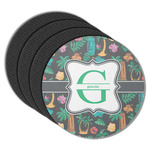 Hawaiian Masks Round Rubber Backed Coasters - Set of 4 (Personalized)
