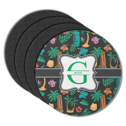 Hawaiian Masks Round Rubber Backed Coasters - Set of 4 (Personalized)