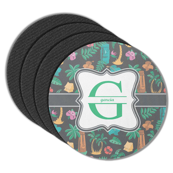 Custom Hawaiian Masks Round Rubber Backed Coasters - Set of 4 (Personalized)
