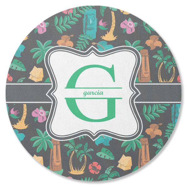Custom Hawaiian Masks Round Rubber Backed Coaster (Personalized)