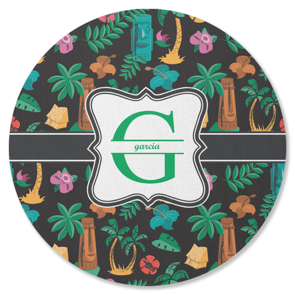 Hawaiian Masks Round Coaster Rubber Back - Single