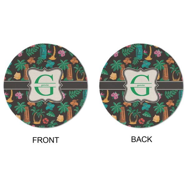 Hawaiian Masks Round Linen Placemats - APPROVAL (double sided)