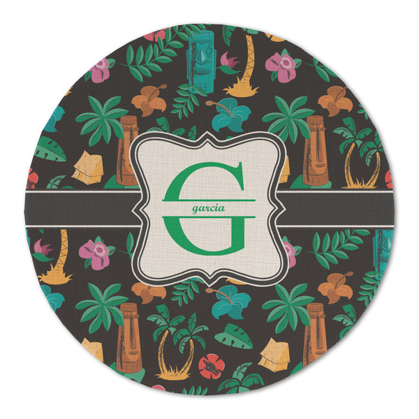 Hawaiian Masks Round Linen Placemats - FRONT (Double Sided)