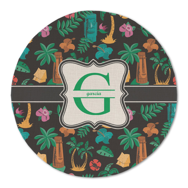 Custom Hawaiian Masks Round Linen Placemat - Single Sided (Personalized)