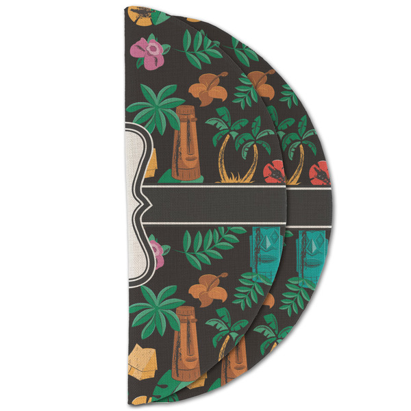Hawaiian Masks Round Linen Placemats - HALF FOLDED (double sided)