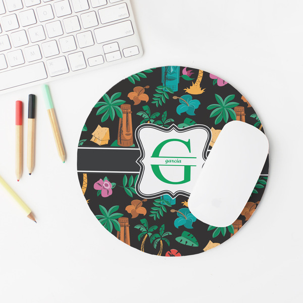 Hawaiian Masks Round Mousepad - LIFESTYLE 2